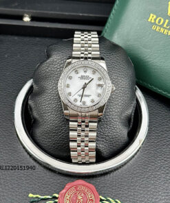 Đồng hồ Rolex DateJust nữ máy cơ dây thép không gỉ 31mm demi mặt hồng cao cấp