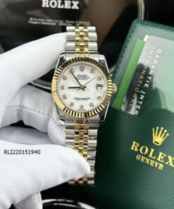 Đồng hồ Rolex DateJust nữ máy cơ dây thép không gỉ 31mm demi mặt trắng trơn cao cấp