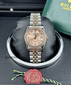 Đồng hồ Rolex DateJust nữ máy cơ dây thép không gỉ 31mm demi mặt hồng cao cấp