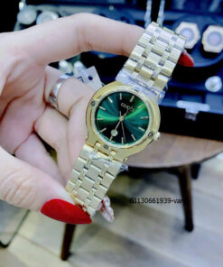 Đồng hồ Nữ Gucci Lady Quarzt Nhật thép không gỉ màu vàng mặt xanh