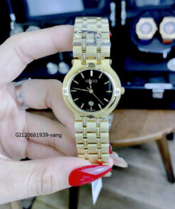 Đồng hồ Nữ Gucci Lady Quarzt Nhật thép không gỉ màu vàng mặt đen