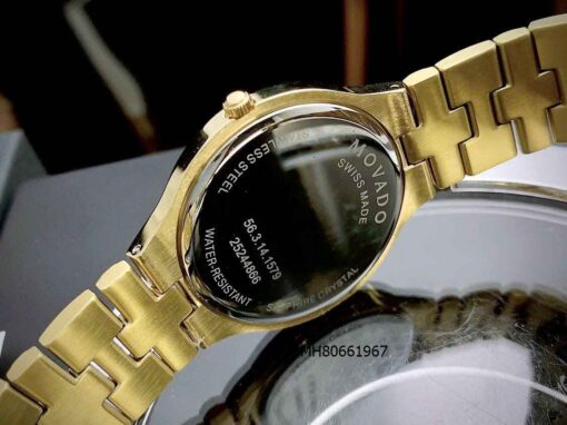 Đồng hồ cặp đôi Movado mặt đen dây thép không gỉ vàng mặt đen cao cấp