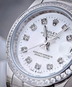 Đồng Hồ Nữ Rolex ROLEX DATEJUST dây president 3 mắc viền đá cao cấp