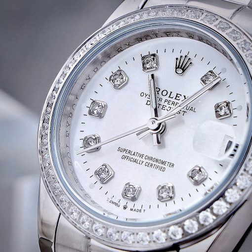 Đồng Hồ Nữ Rolex ROLEX DATEJUST dây president 3 mắc viền đá cao cấp