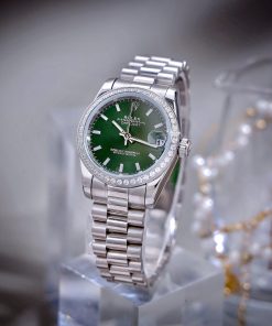 Đồng Hồ Nữ Rolex ROLEX DATEJUST dây president 3 mắc viền đá cao cấp