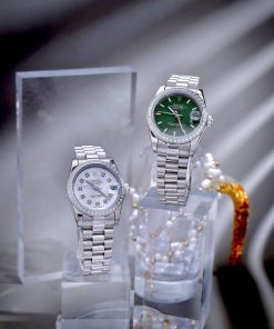 Đồng Hồ Nữ Rolex ROLEX DATEJUST dây president 3 mắc viền đá cao cấp