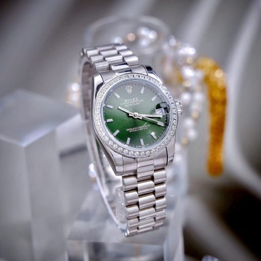 Đồng Hồ Nữ Rolex ROLEX DATEJUST dây president 3 mắc viền đá cao cấp