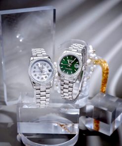 Đồng Hồ Nữ Rolex ROLEX DATEJUST dây president 3 mắc viền đá cao cấp