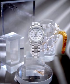 Đồng Hồ Nữ Rolex ROLEX DATEJUST dây president 3 mắc viền đá cao cấp