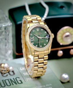 Đồng Hồ Nữ Rolex ROLEX DATEJUST dây president 3 mắc viền đá cao cấp