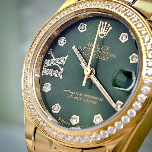 Đồng Hồ Nữ Rolex ROLEX DATEJUST dây president 3 mắc viền đá cao cấp