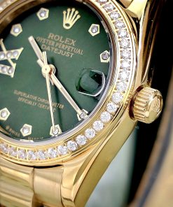 Đồng Hồ Nữ Rolex ROLEX DATEJUST dây president 3 mắc viền đá cao cấp