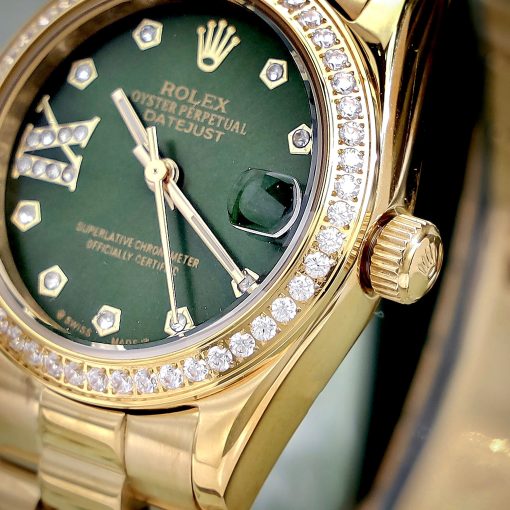 Đồng Hồ Nữ Rolex ROLEX DATEJUST dây president 3 mắc viền đá cao cấp