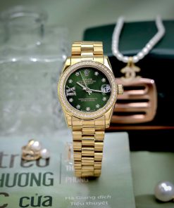 Đồng Hồ Nữ Rolex ROLEX DATEJUST dây president 3 mắc viền đá cao cấp