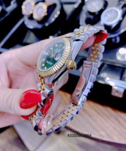 Đồng hồ Rolex DateJust nữ máy cơ Nhật 31mm viền trơn demi mặt xanh cao cấp