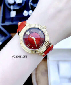 Đồng hồ Versace Daphnis nữ dây da đỏ viền vàng like auth
