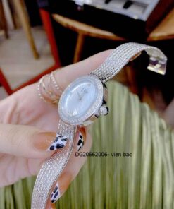 Đồng Hồ Nữ Christian Dior Satine Quarzt Japan viền bạc mặt trắng cao cấp