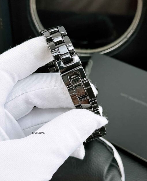Đồng hồ Nữ Chanel dây đá Ceramics viền đính đá dây đá đen cao cấp