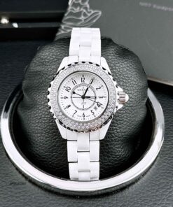 Đồng hồ Nữ Chanel dây đá Ceramics viền đính đá dây đá trắng cao cấp