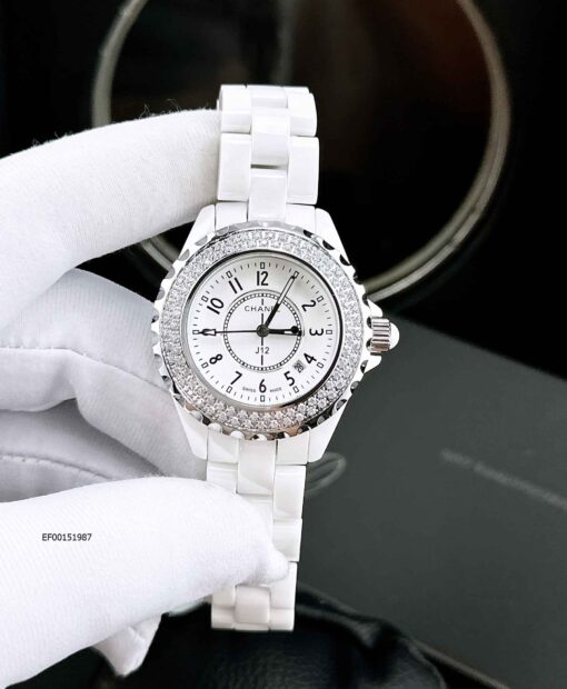 Đồng hồ Nữ Chanel dây đá Ceramics viền đính đá dây đá cao cấp
