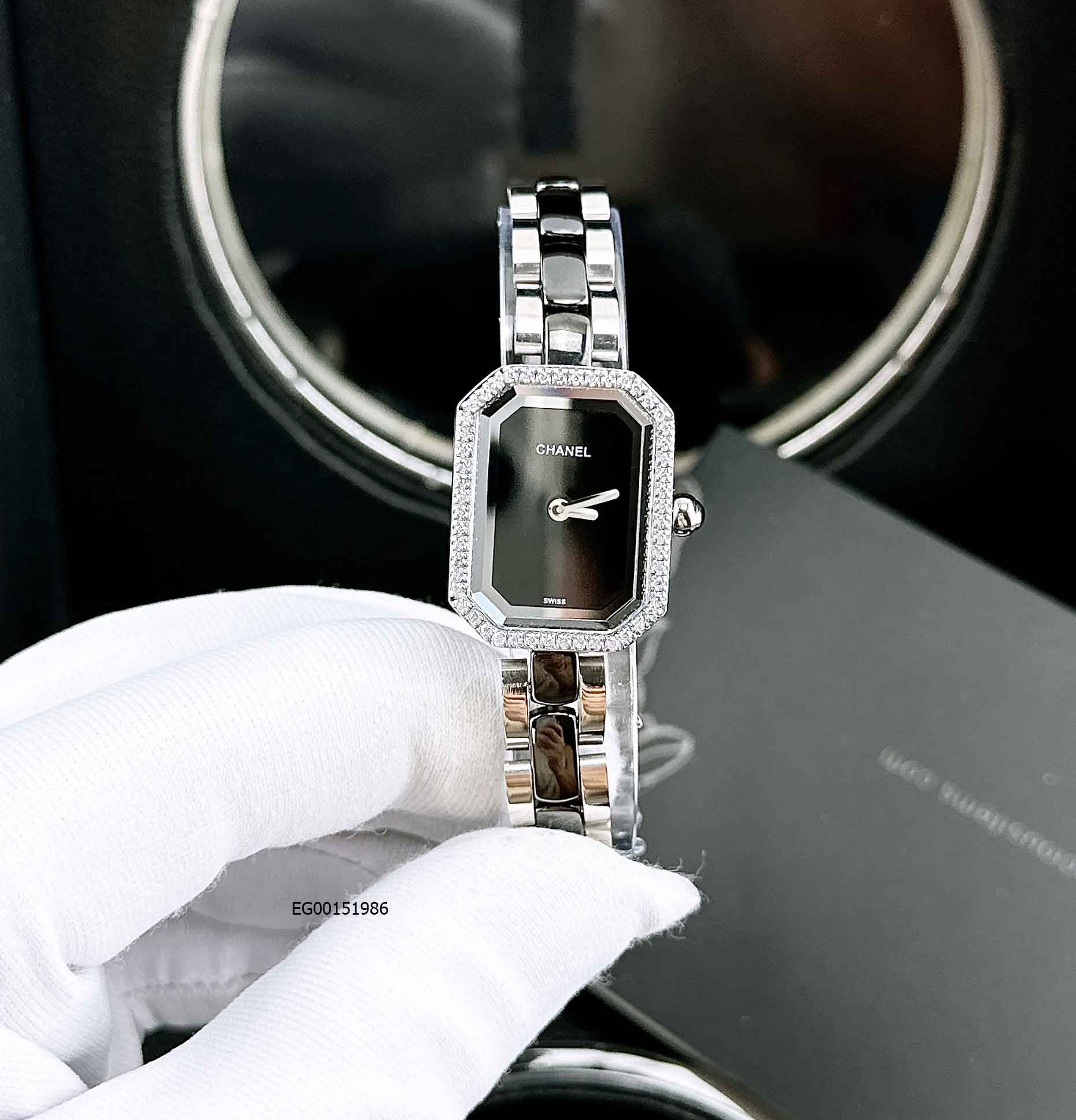 Đồng hồ Nữ Chanel dây đá Ceramics viền đính đá máy Nhật cao cấp
