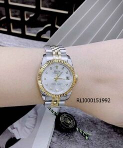 Đồng hồ Rolex DateJust nữ máy cơ viền khía 31mm demi mặt trắng cao cấp