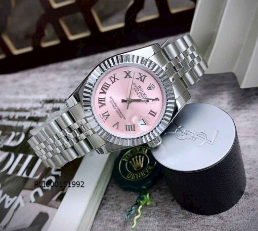Đồng hồ Rolex DateJust nữ máy cơ viền khía 31mm bạc mặt hồng cao cấp