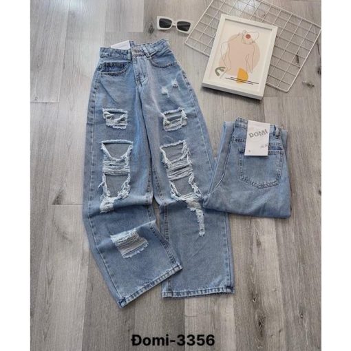 Mã 3356 Quần Jeans ulzzang ống rộng rách lớn nhiều cạp cao thời trang